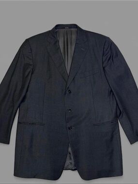 Ermenigilda Zegna Charcoal Gray 100% Wool 3-Button Suit Jacket Blazer - 48L